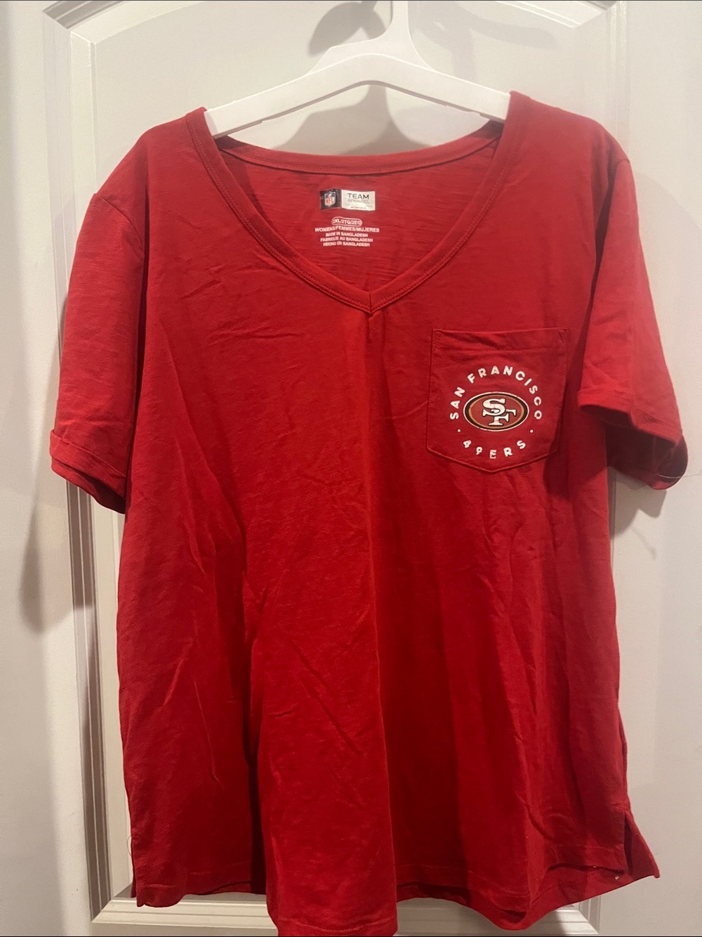 NFL San Francisco 49ers Red V-Neck Pocket Tee